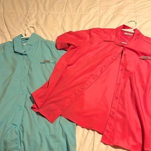 Columbia Blue and pink bundle Women’s PFG Tamiami Short Sleeve Shirt
